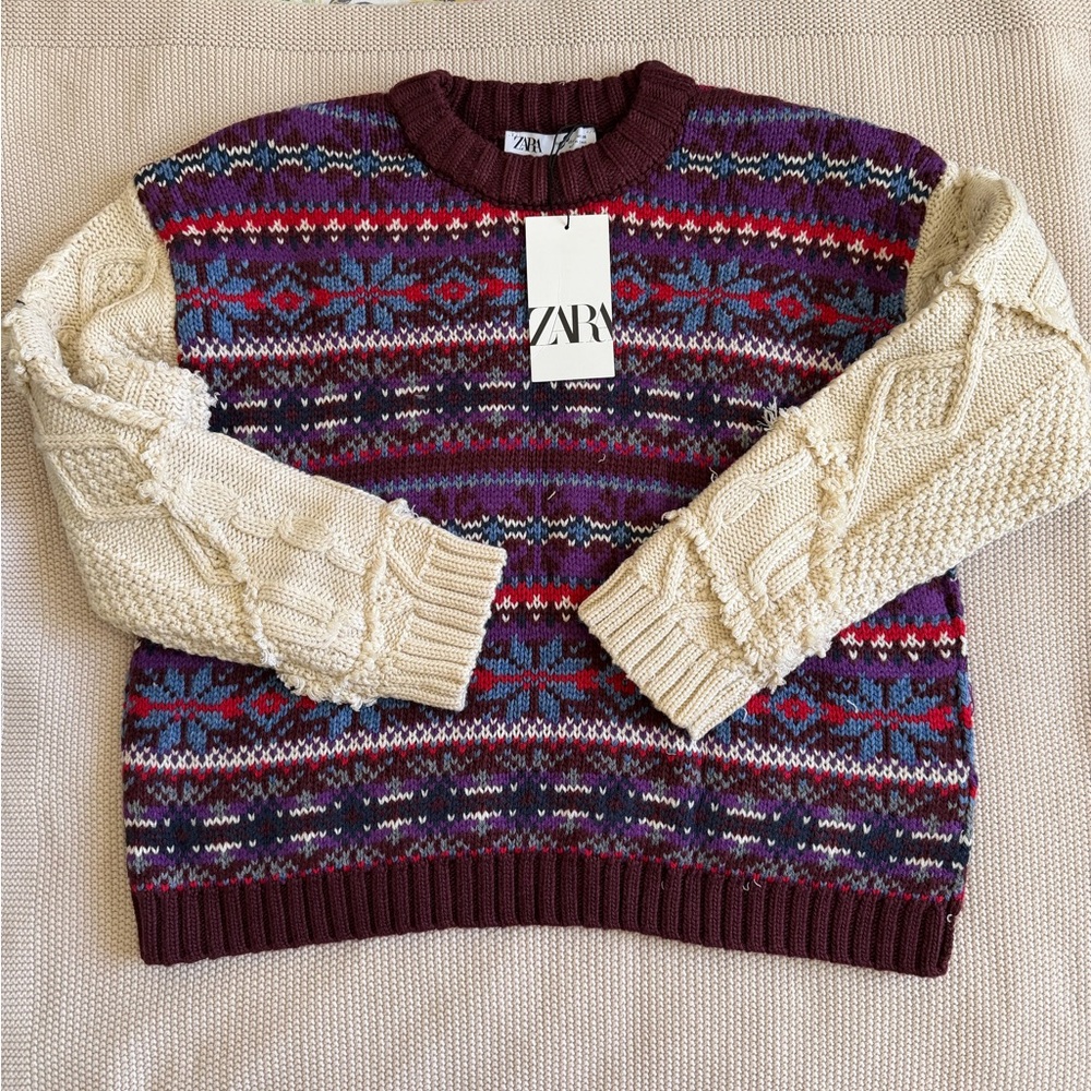 Zara contrasting knit jacquard sweater